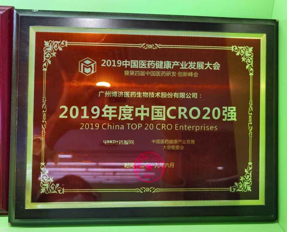 2019年度中國CRO20強